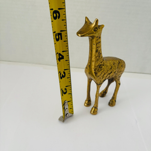 Vintage Brass Giraffe Paperweight, Small Office Decor, 1970s Collectible - Picture 8 of 10